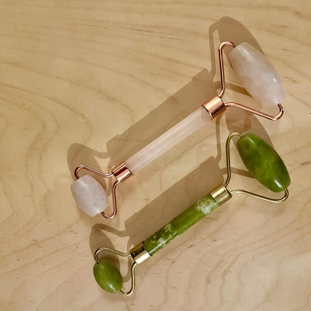 Rose Quartz Facial Roller and Jade Facial Roller