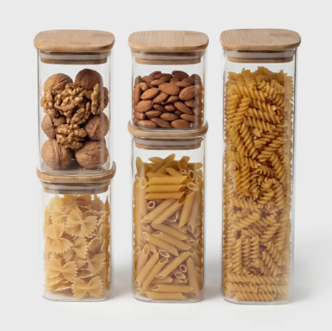 Genicook 10 Piece Glass & Bamboo Food Storage Set