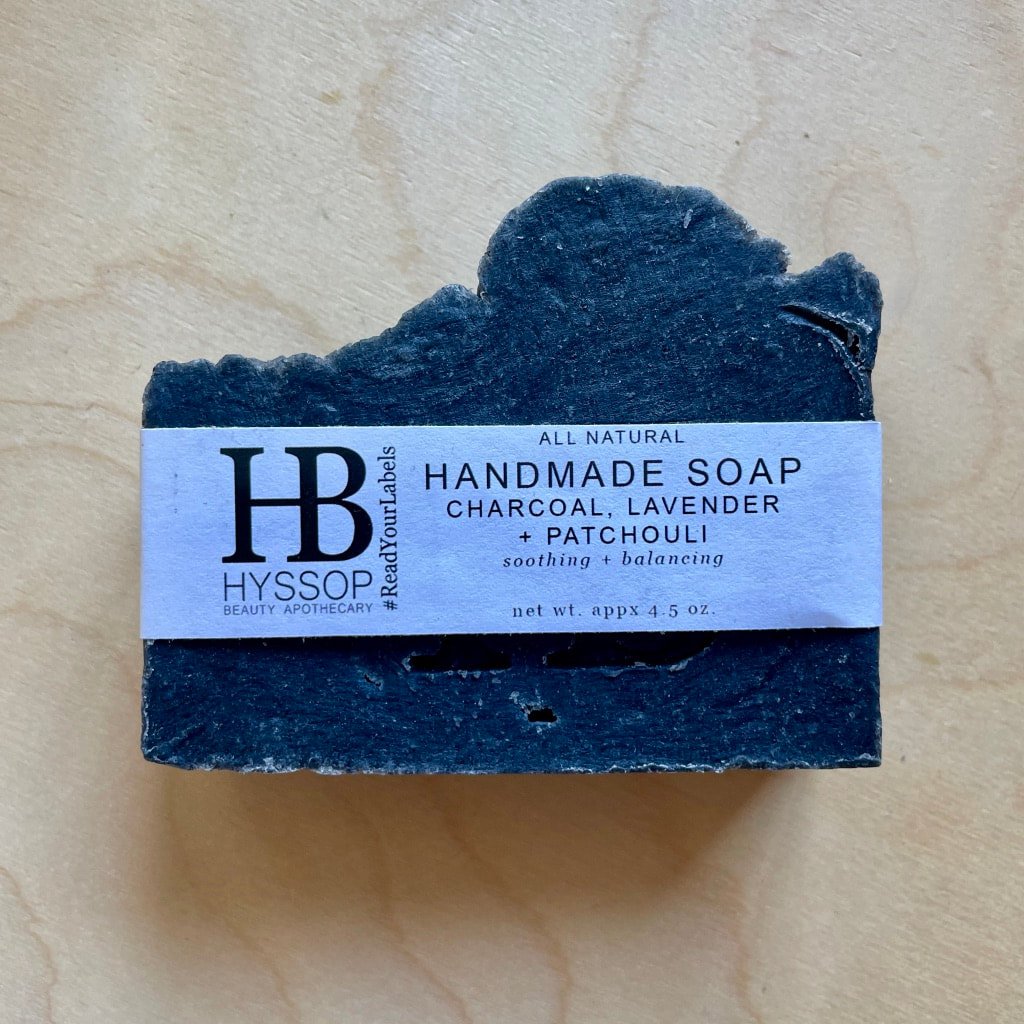 Hyssop Beauty Apothecary Charcoal, Lavender + Patchouli Soap Bar