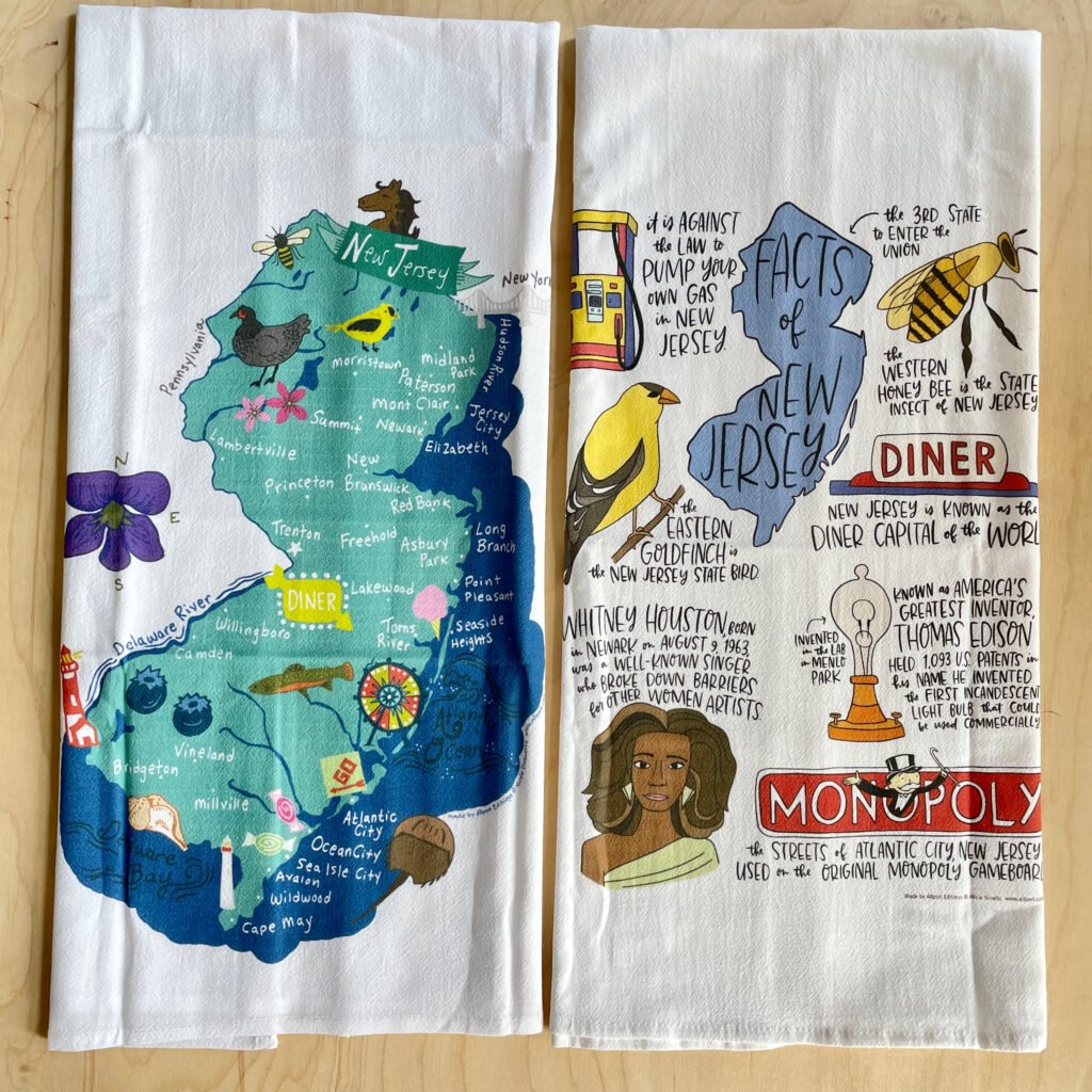 NJ  NY Artist Print Tea Towels