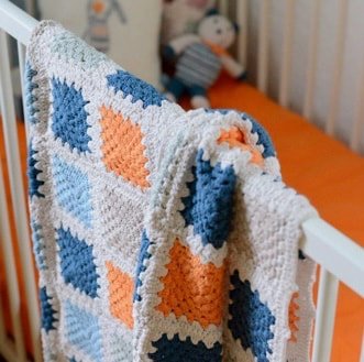 Baby Blanket - Pebble, Hand Crocheted/Knit