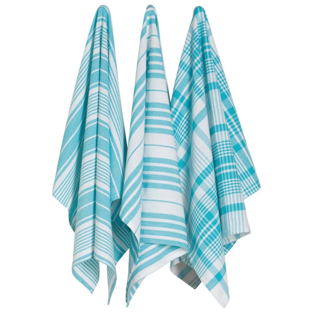 Tea Towel Single: Blue, Gray, Red