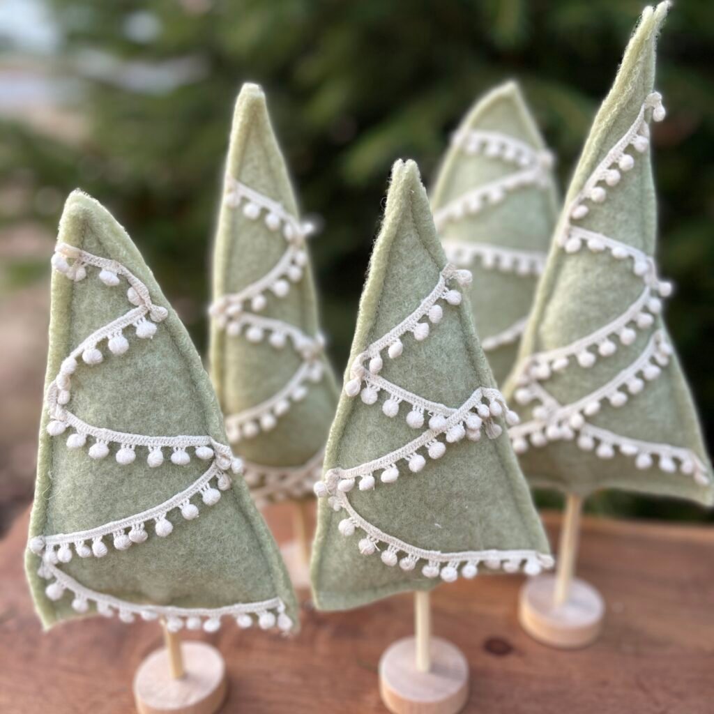 Christmas Trees on stands and Sets of 3 hanging Ornaments