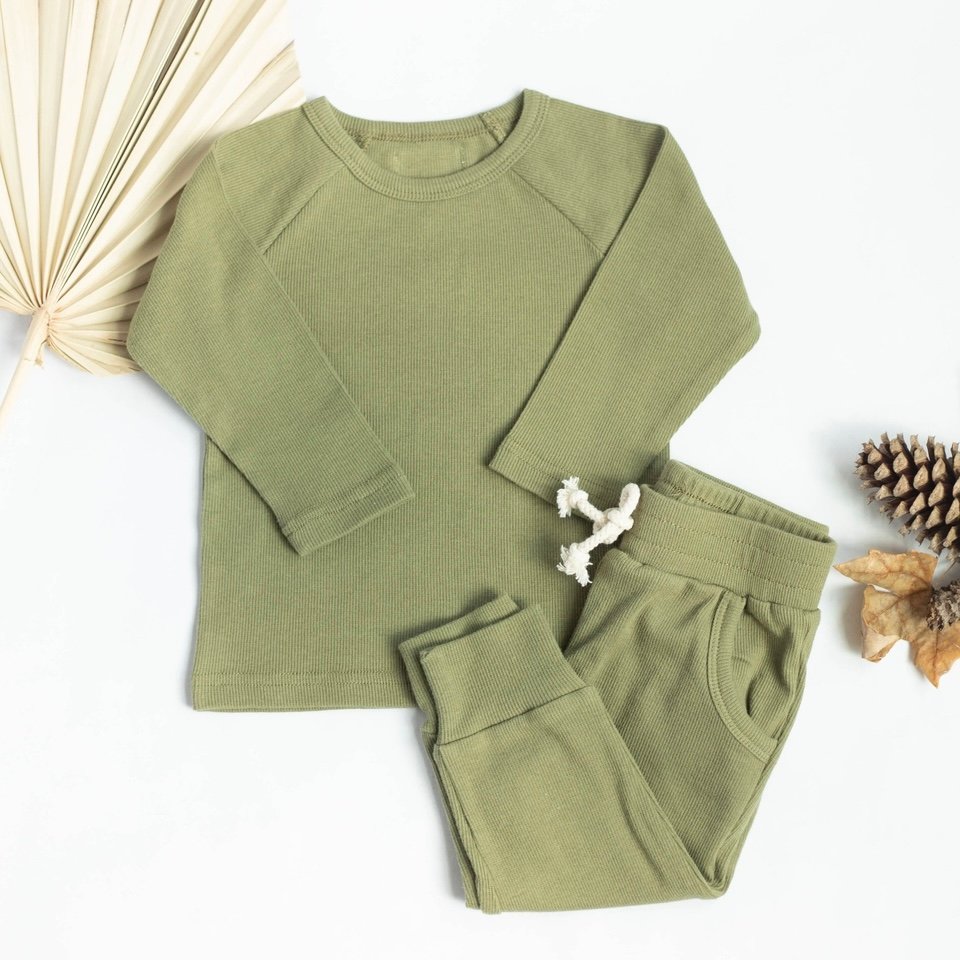 2-Piece Organic Cotton Toddler Pajama Set - Raglan Lounge from Little Organic Co.