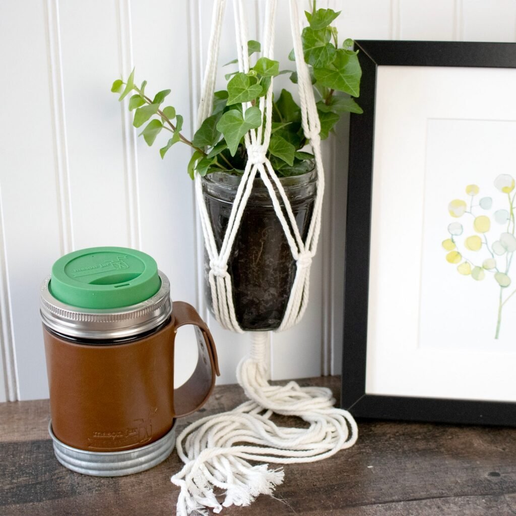 Braided Macrame Rope Mason Jar Holder/Hanger