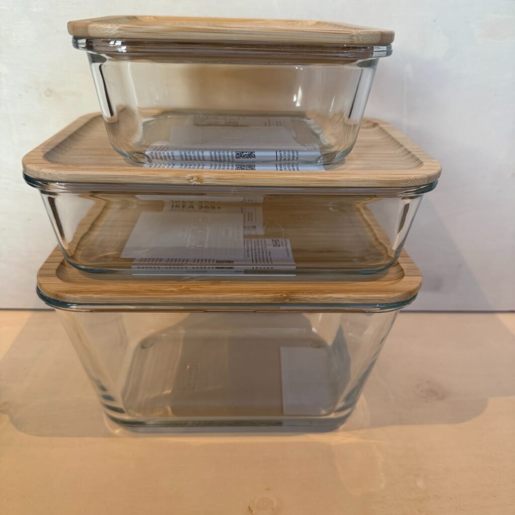 Glass Food Storage Container With Bamboo Lids