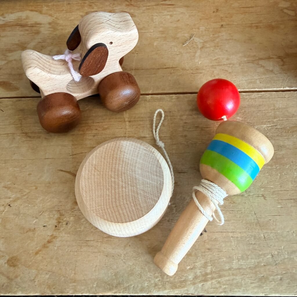 Toys, Retro Style Hard Wood, (Yo-Yo, Catch Ball, Hacky Sack)