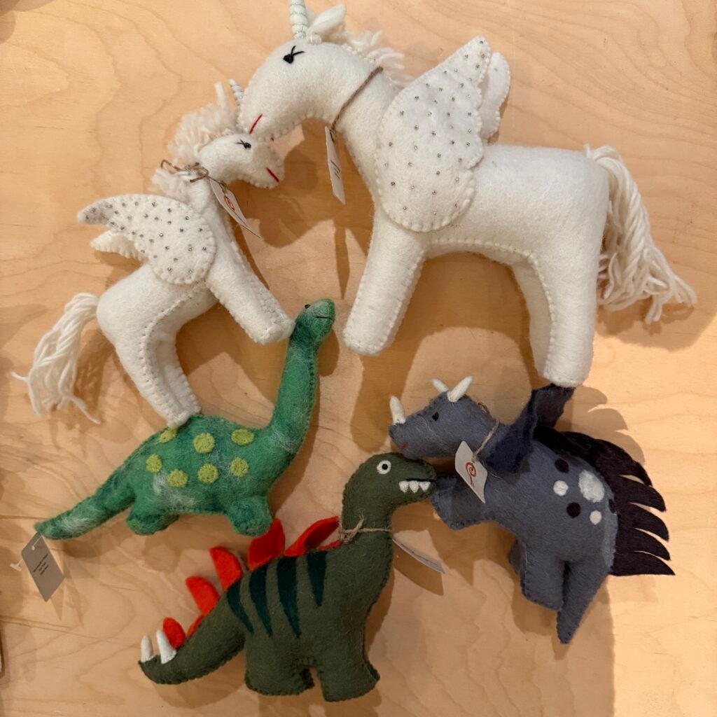 Felted Wool Toys - Unicorns and Dinosaurs