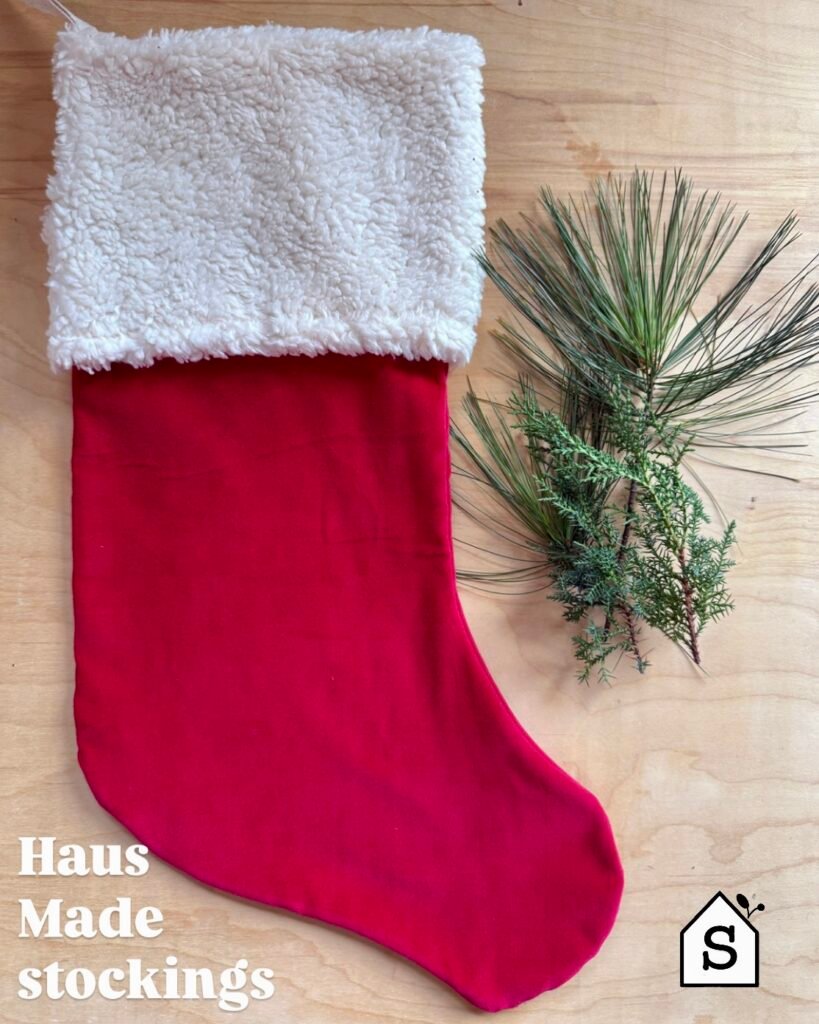 Haus made Velvet Cotton Christmas Stocking - Vintage Style